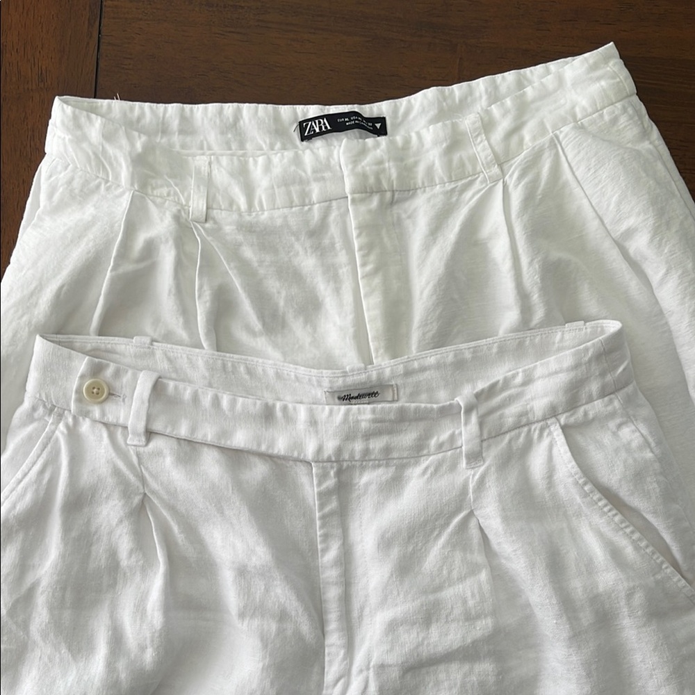 White Linen pants two pairs Zara and Madewell